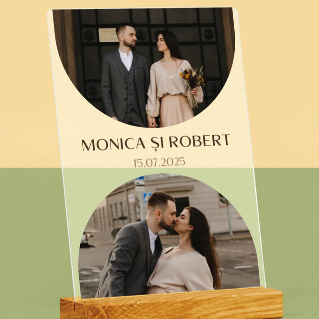 Colaj De Fotografii: Data Nunții - Imprimare Pe Sticlă Acrilică (Verticală)