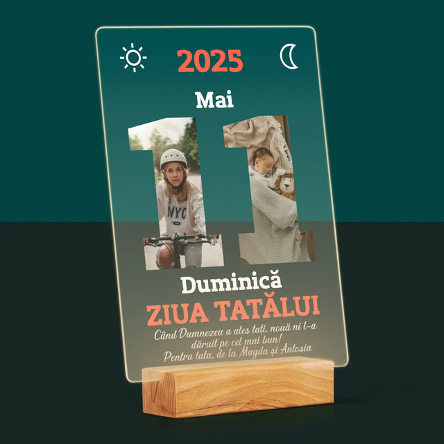 Cuvânt Din Fotografii: Felicitare Calendar Ziua Tatălui - Imprimare Pe Sticlă Acrilică (Verticală)