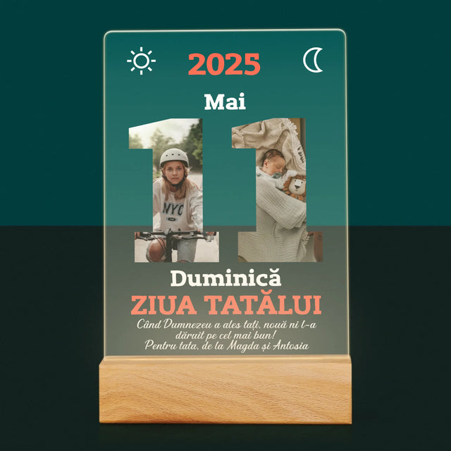 Cuvânt Din Fotografii: Felicitare Calendar Ziua Tatălui - Imprimare Pe Sticlă Acrilică (Verticală)