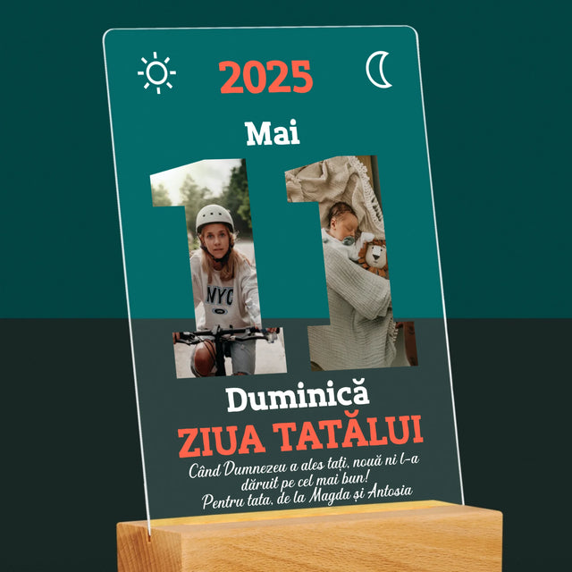 Cuvânt Din Fotografii: Felicitare Calendar Ziua Tatălui - Imprimare Pe Sticlă Acrilică (Verticală)