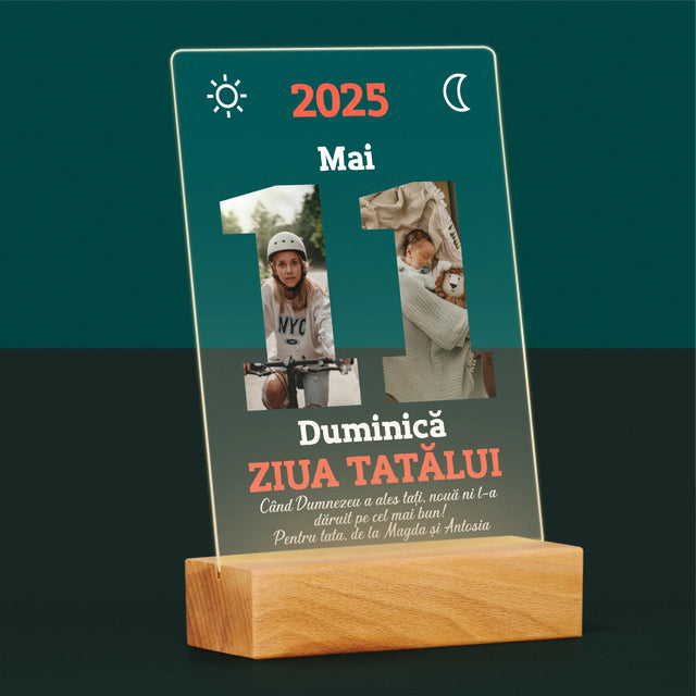 Cuvânt Din Fotografii: Felicitare Calendar Ziua Tatălui - Imprimare Pe Sticlă Acrilică (Verticală)