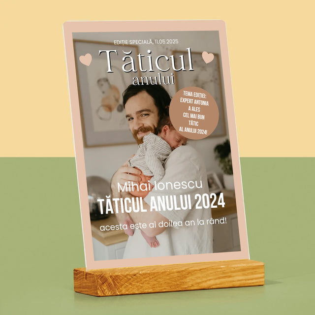 Copertă Derevistă: Tăticul Anului - Imprimare Pe Sticlă Acrilică (Verticală)