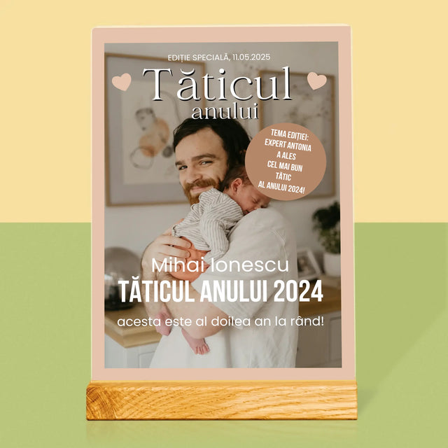 Copertă Derevistă: Tăticul Anului - Imprimare Pe Sticlă Acrilică (Verticală)