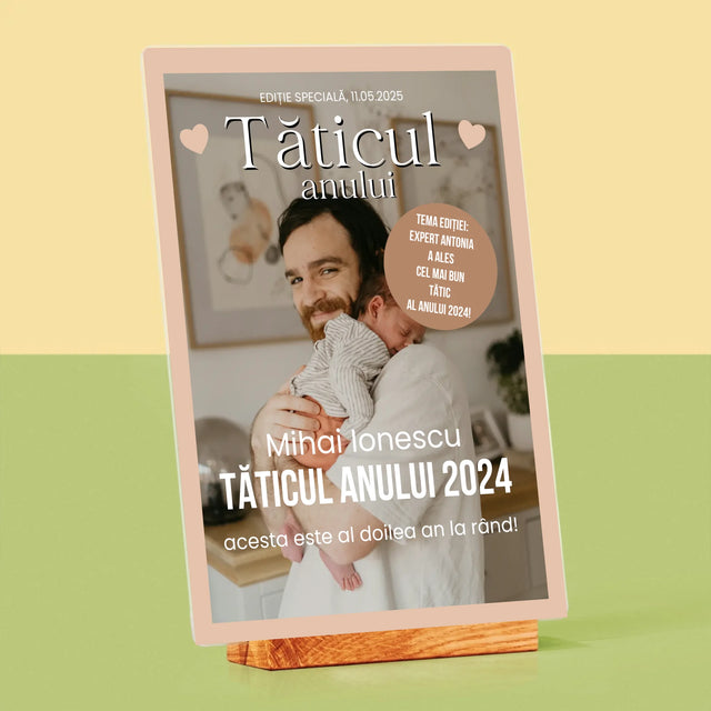 Copertă Derevistă: Tăticul Anului - Imprimare Pe Sticlă Acrilică (Verticală)