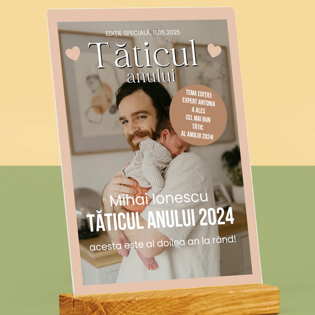 Copertă Derevistă: Tăticul Anului - Imprimare Pe Sticlă Acrilică (Verticală)