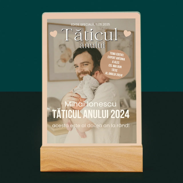Copertă Derevistă: Tăticul Anului - Imprimare Pe Sticlă Acrilică (Verticală)