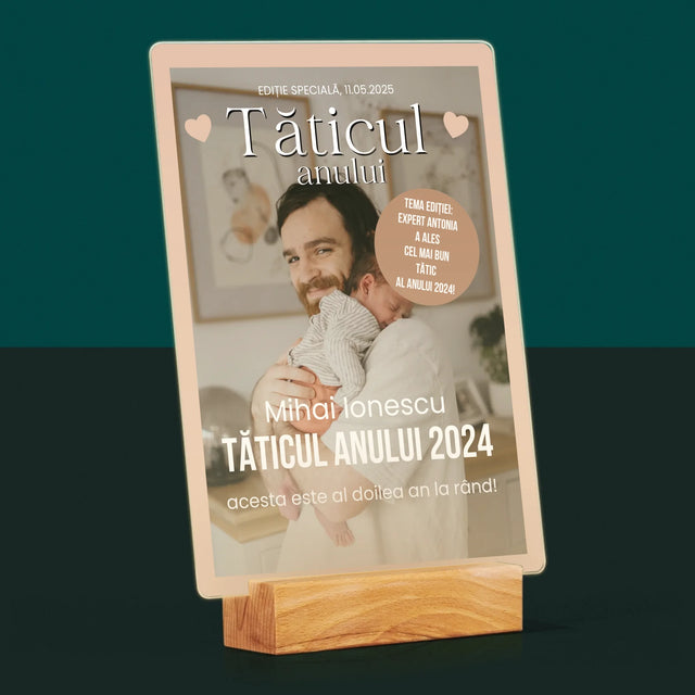 Copertă Derevistă: Tăticul Anului - Imprimare Pe Sticlă Acrilică (Verticală)
