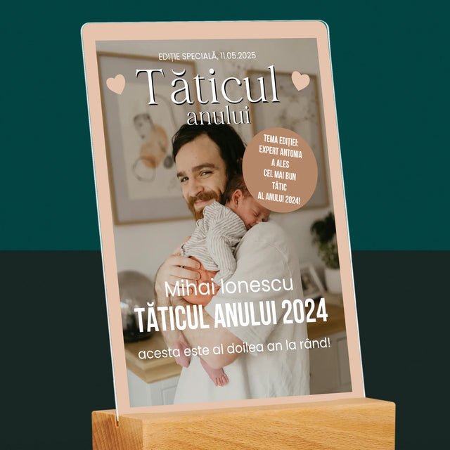 Copertă Derevistă: Tăticul Anului - Imprimare Pe Sticlă Acrilică (Verticală)