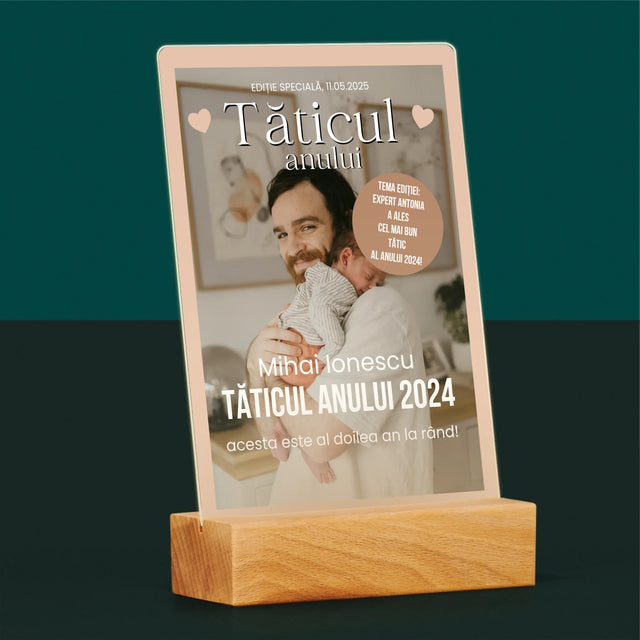 Copertă Derevistă: Tăticul Anului - Imprimare Pe Sticlă Acrilică (Verticală)