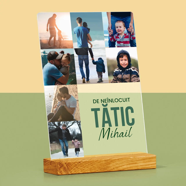 Colaj De Fotografii: Tată De Neînlocuit - Imprimare Pe Sticlă Acrilică (Verticală)