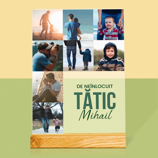 Colaj De Fotografii: Tată De Neînlocuit - Imprimare Pe Sticlă Acrilică (Verticală)