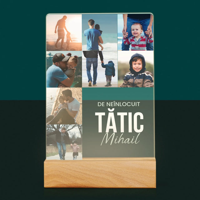 Colaj De Fotografii: Tată De Neînlocuit - Imprimare Pe Sticlă Acrilică (Verticală)