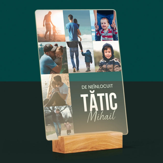 Colaj De Fotografii: Tată De Neînlocuit - Imprimare Pe Sticlă Acrilică (Verticală)