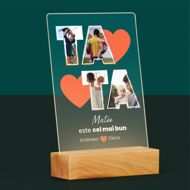 Colaj De Fotografii: Tata Este Cel Mai Bun - Imprimare Pe Sticlă Acrilică (Verticală)