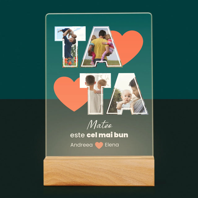 Colaj De Fotografii: Tata Este Cel Mai Bun - Imprimare Pe Sticlă Acrilică (Verticală)