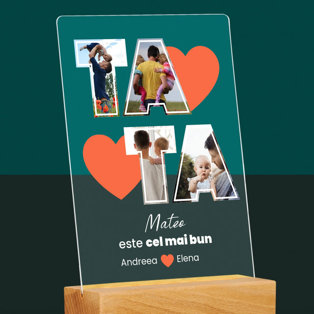 Colaj De Fotografii: Tata Este Cel Mai Bun - Imprimare Pe Sticlă Acrilică (Verticală)
