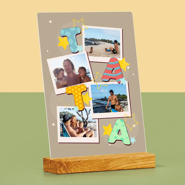 Colaj De Fotografii: Litere Tată - Imprimare Pe Sticlă Acrilică (Verticală)