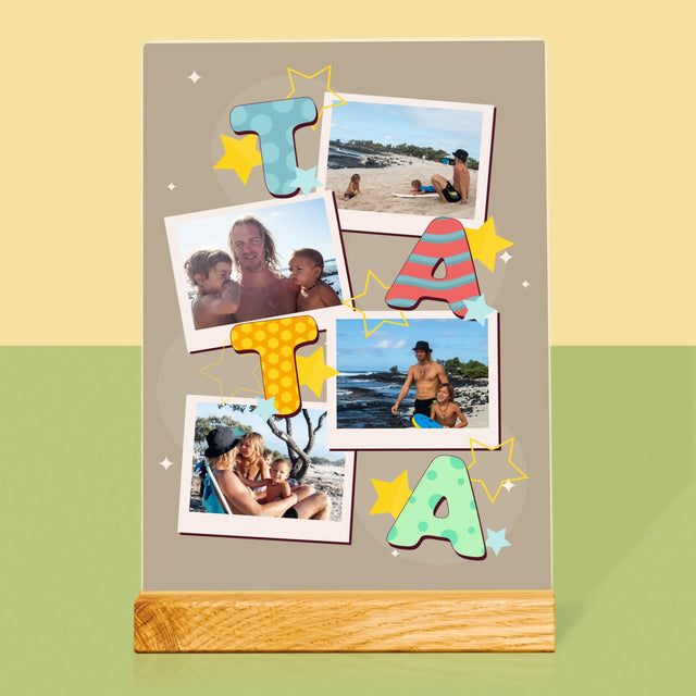 Colaj De Fotografii: Litere Tată - Imprimare Pe Sticlă Acrilică (Verticală)