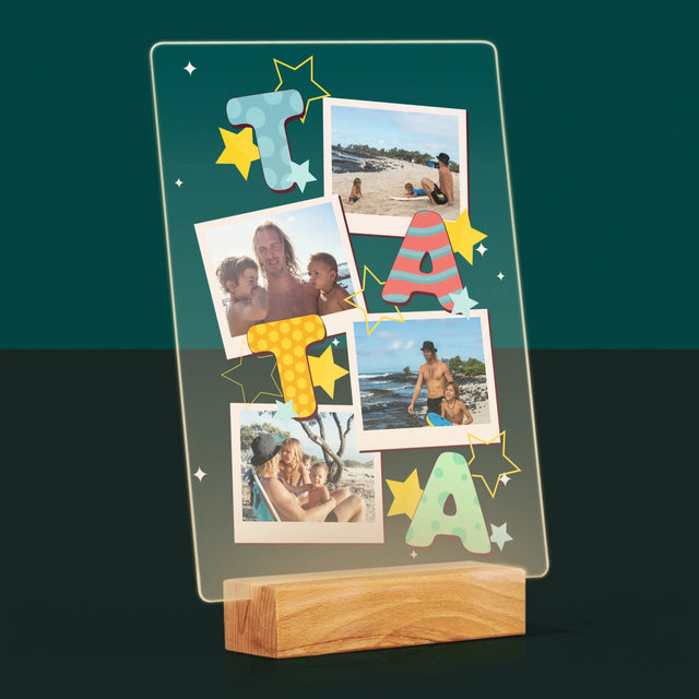 Colaj De Fotografii: Litere Tată - Imprimare Pe Sticlă Acrilică (Verticală)