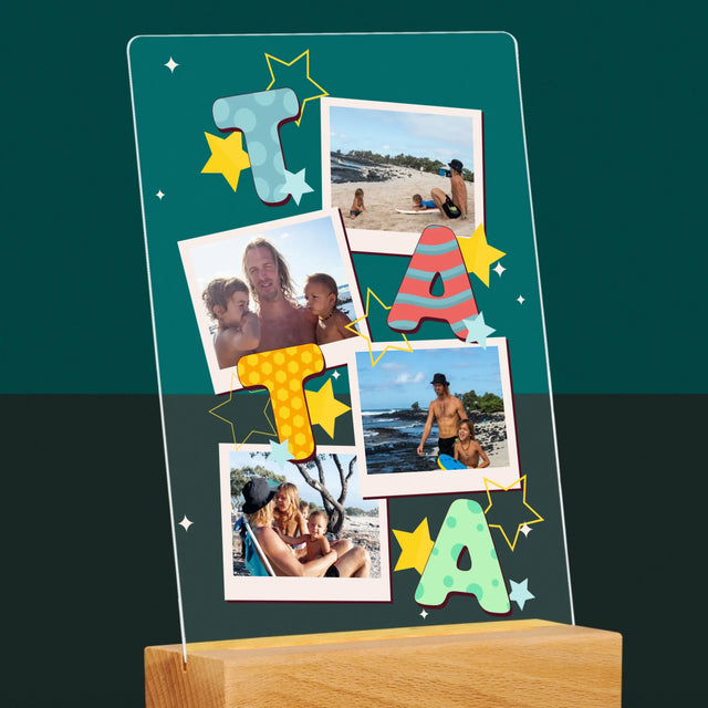 Colaj De Fotografii: Litere Tată - Imprimare Pe Sticlă Acrilică (Verticală)