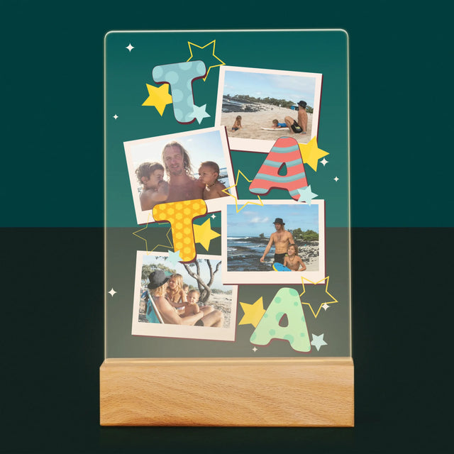 Colaj De Fotografii: Litere Tată - Imprimare Pe Sticlă Acrilică (Verticală)