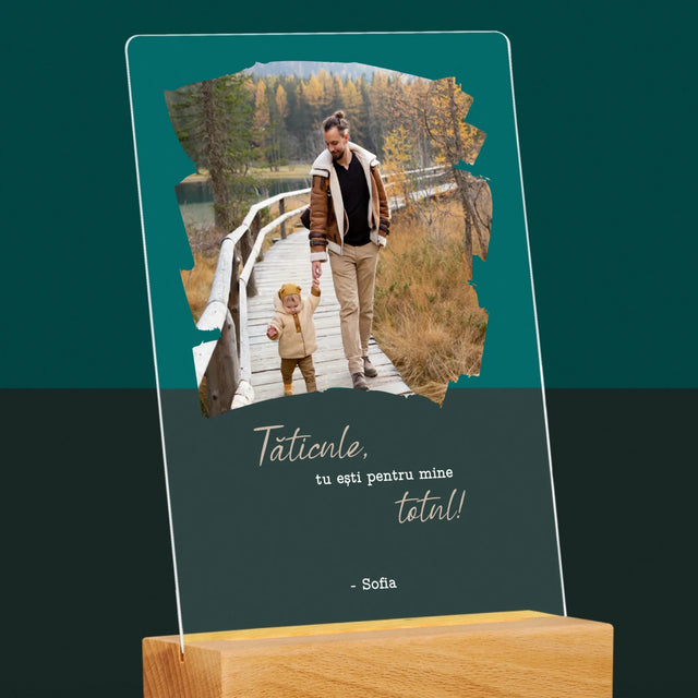 Fotografie Si Semnătură: Un Laur Pentru Tata - Imprimare Pe Sticlă Acrilică (Verticală)