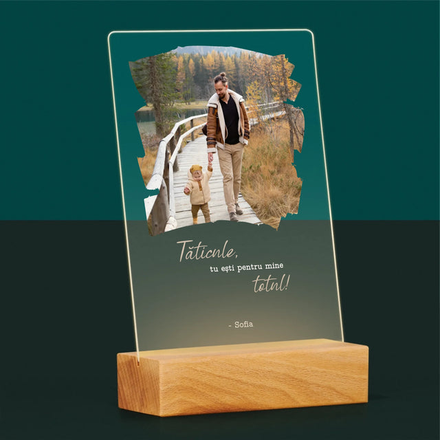 Fotografie Si Semnătură: Un Laur Pentru Tata - Imprimare Pe Sticlă Acrilică (Verticală)