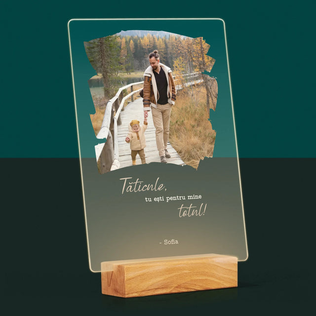Fotografie Si Semnătură: Un Laur Pentru Tata - Imprimare Pe Sticlă Acrilică (Verticală)
