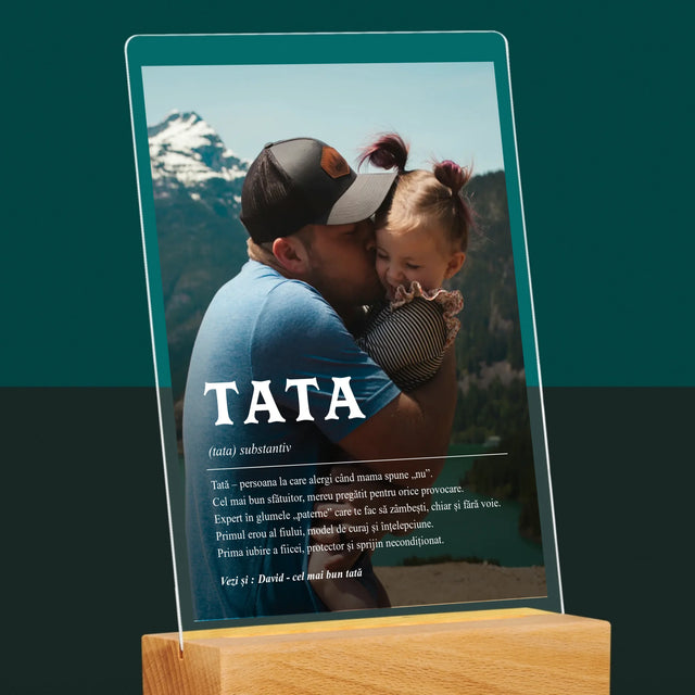 Fotografie Si Semnătură: Definiția Tată - Imprimare Pe Sticlă Acrilică (Verticală)