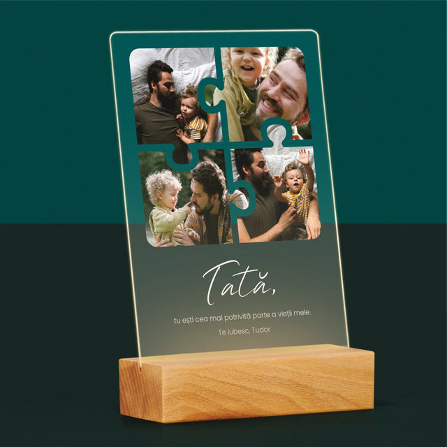 Colaj De Fotografii: Puzzle Fotografie Pentru Tata - Imprimare Pe Sticlă Acrilică (Verticală)