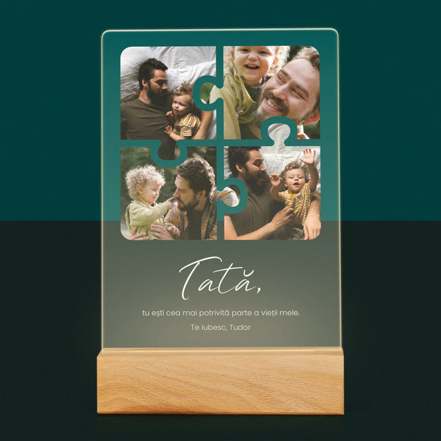 Colaj De Fotografii: Puzzle Fotografie Pentru Tata - Imprimare Pe Sticlă Acrilică (Verticală)
