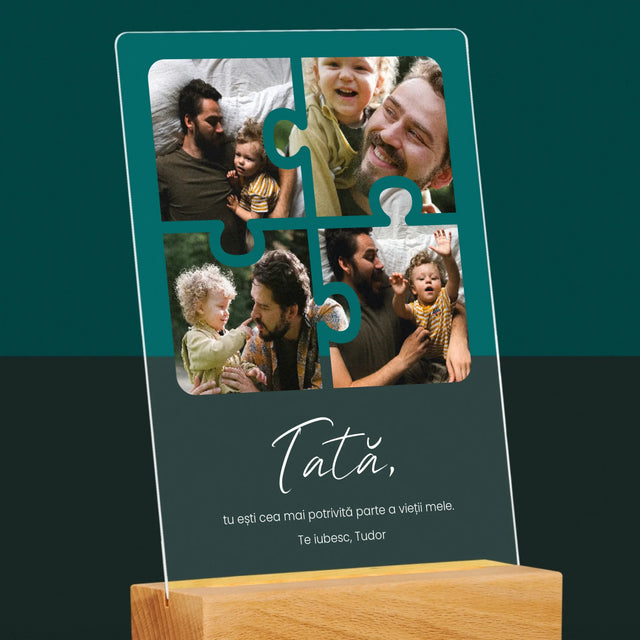 Colaj De Fotografii: Puzzle Fotografie Pentru Tata - Imprimare Pe Sticlă Acrilică (Verticală)