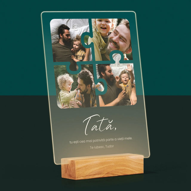Colaj De Fotografii: Puzzle Fotografie Pentru Tata - Imprimare Pe Sticlă Acrilică (Verticală)