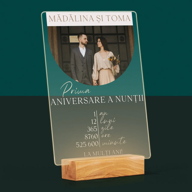 Fotografie Si Semnătură: Prima Aniversare A Nunții - Imprimare Pe Sticlă Acrilică (Verticală)