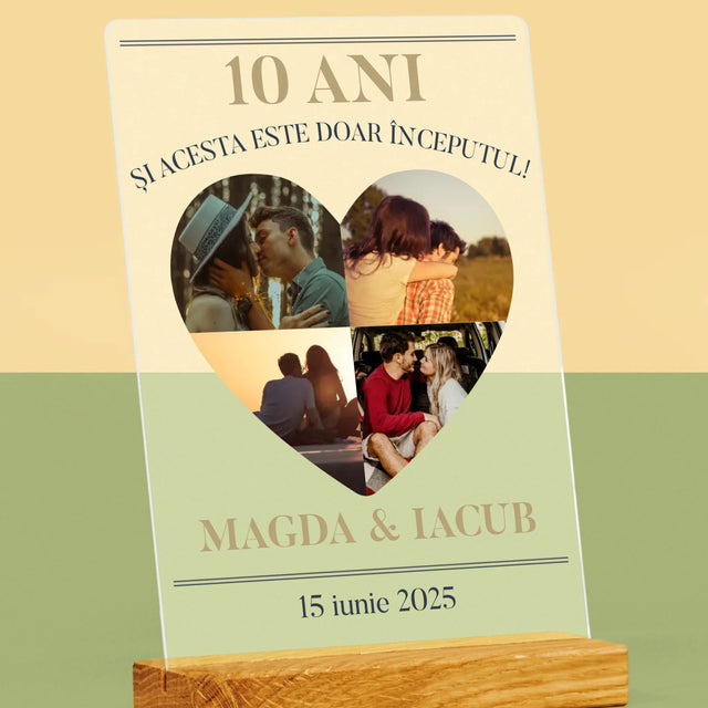 Formă Din Fotografii: Aniversare Inimă - Imprimare Pe Sticlă Acrilică (Verticală)