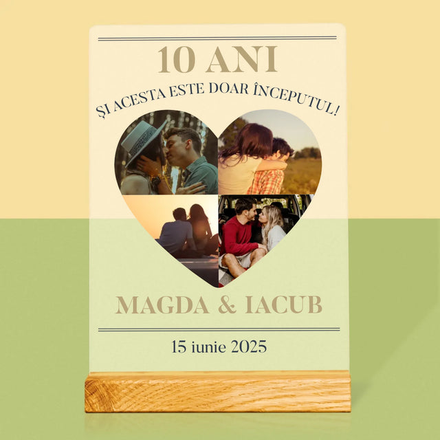 Formă Din Fotografii: Aniversare Inimă - Imprimare Pe Sticlă Acrilică (Verticală)