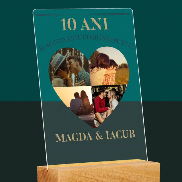 Formă Din Fotografii: Aniversare Inimă - Imprimare Pe Sticlă Acrilică (Verticală)