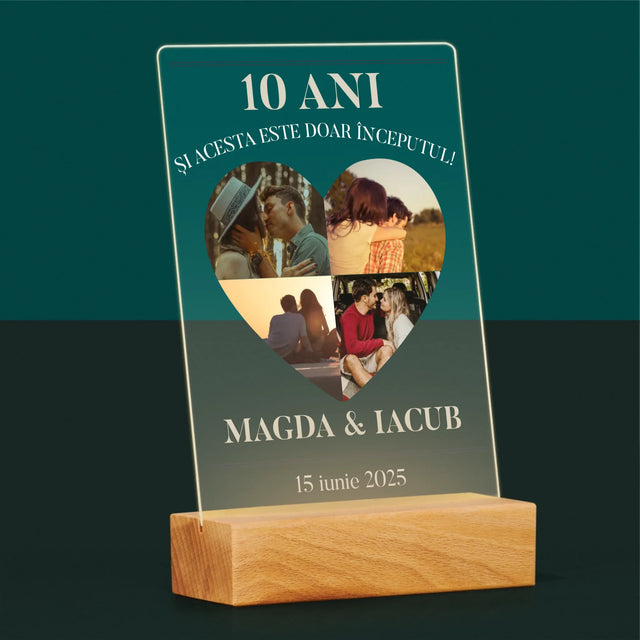 Formă Din Fotografii: Aniversare Inimă - Imprimare Pe Sticlă Acrilică (Verticală)