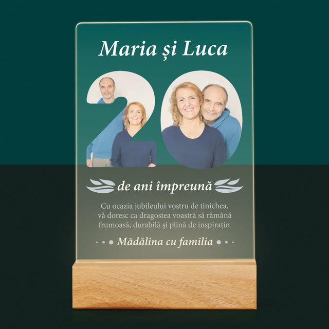 Cuvânt Din Fotografii: 20 De Ani Împreună - Imprimare Pe Sticlă Acrilică (Verticală)
