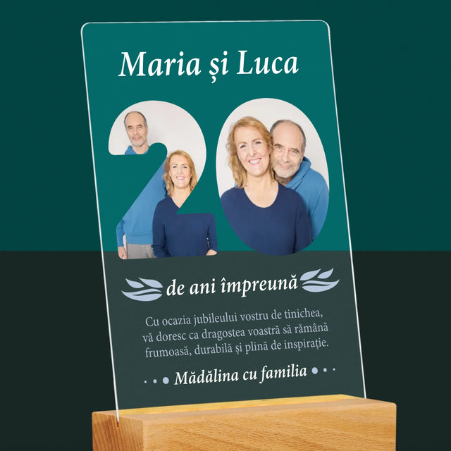 Cuvânt Din Fotografii: 20 De Ani Împreună - Imprimare Pe Sticlă Acrilică (Verticală)