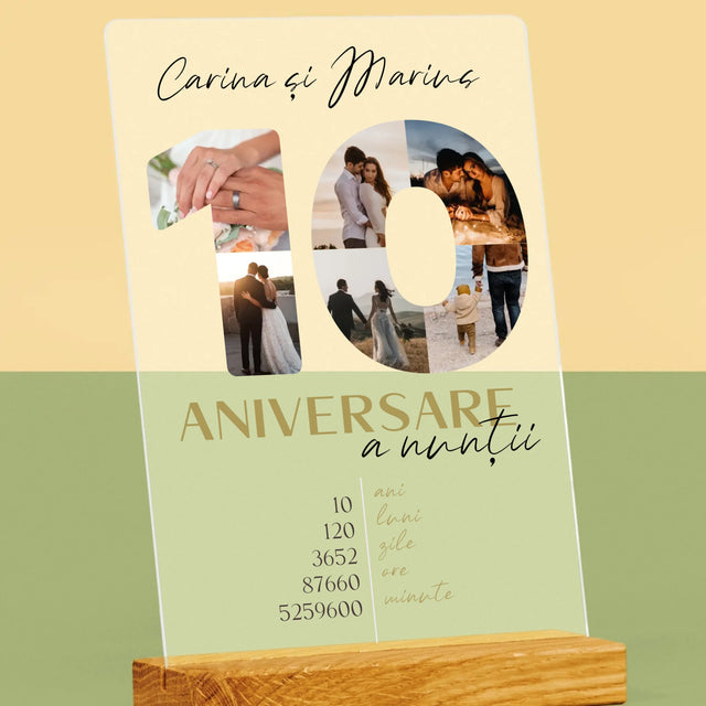 Cuvânt Din Fotografii: A 10-A Aniversare A Nunții - Imprimare Pe Sticlă Acrilică (Verticală)