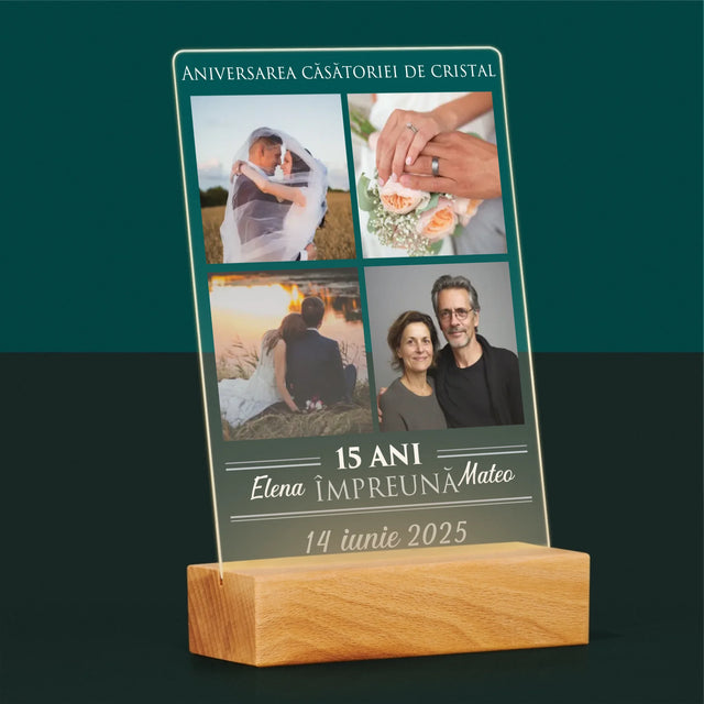 Colaj De Fotografii: 15 Ani Împreună - Imprimare Pe Sticlă Acrilică (Verticală)