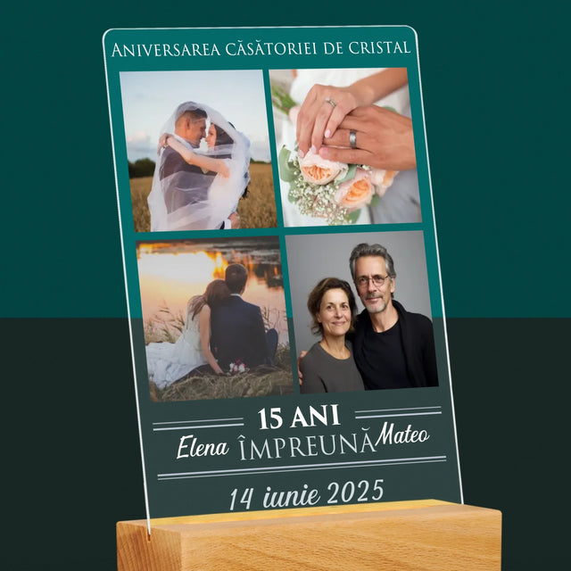 Colaj De Fotografii: 15 Ani Împreună - Imprimare Pe Sticlă Acrilică (Verticală)