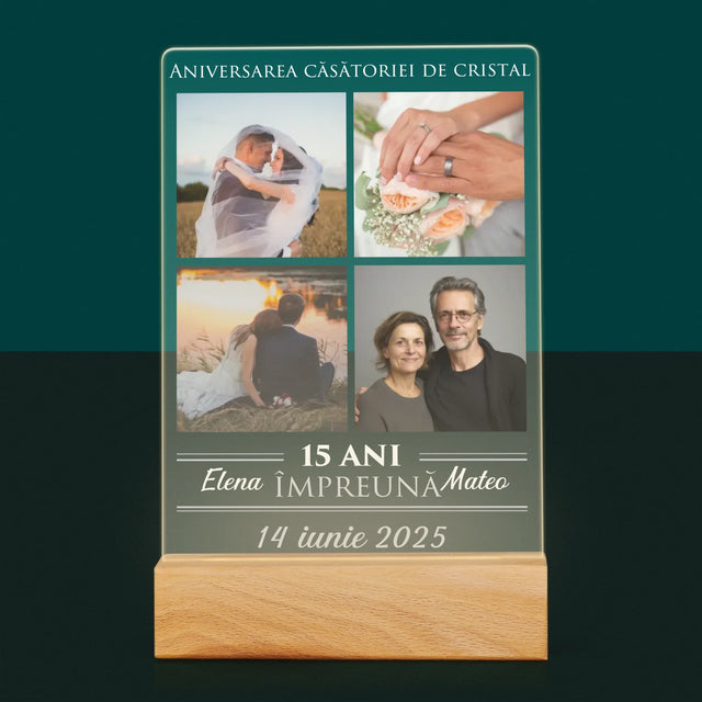 Colaj De Fotografii: 15 Ani Împreună - Imprimare Pe Sticlă Acrilică (Verticală)