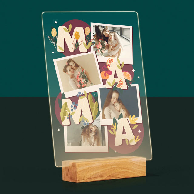 Colaj De Fotografii: Litere Mama - Imprimare Pe Sticlă Acrilică (Verticală)