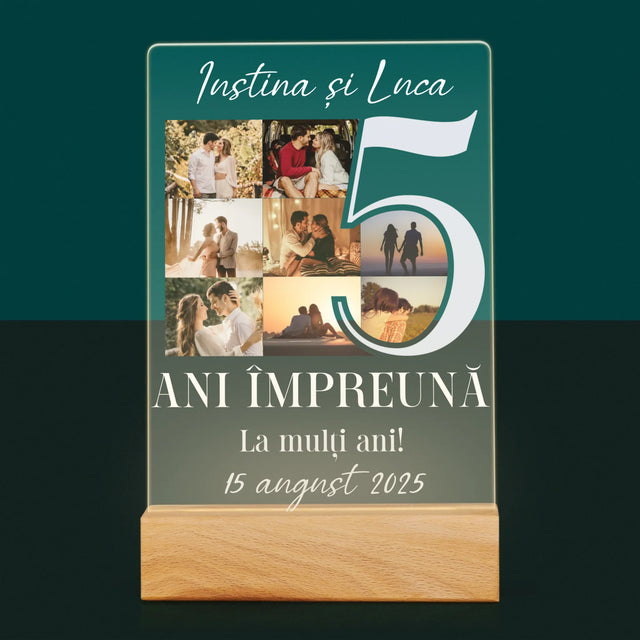 Colaj De Fotografii: 5 Ani Împreună - Imprimare Pe Sticlă Acrilică (Verticală)