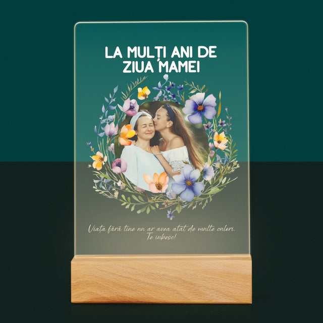 Fotografie Si Semnătură: La Mulți Ani De Ziua Mamei - Imprimare Pe Sticlă Acrilică (Verticală)