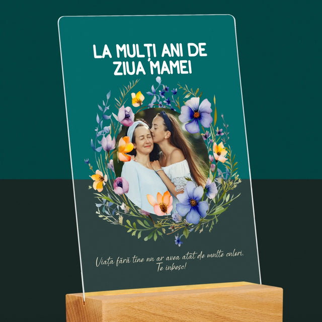 Fotografie Si Semnătură: La Mulți Ani De Ziua Mamei - Imprimare Pe Sticlă Acrilică (Verticală)