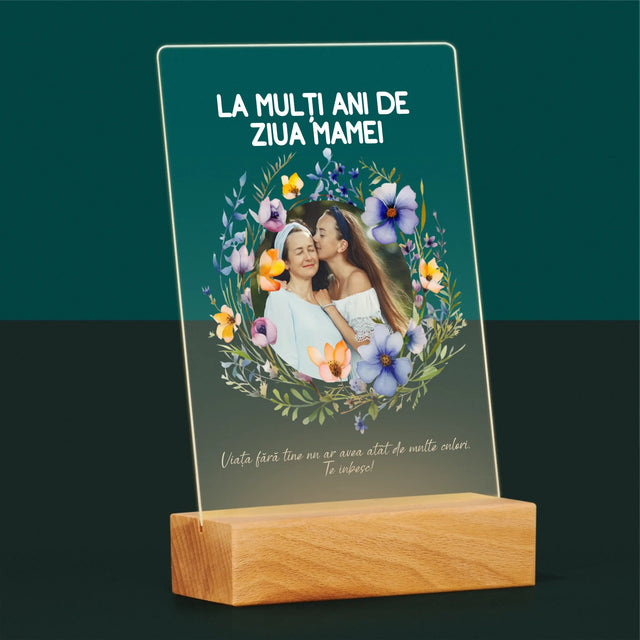 Fotografie Si Semnătură: La Mulți Ani De Ziua Mamei - Imprimare Pe Sticlă Acrilică (Verticală)