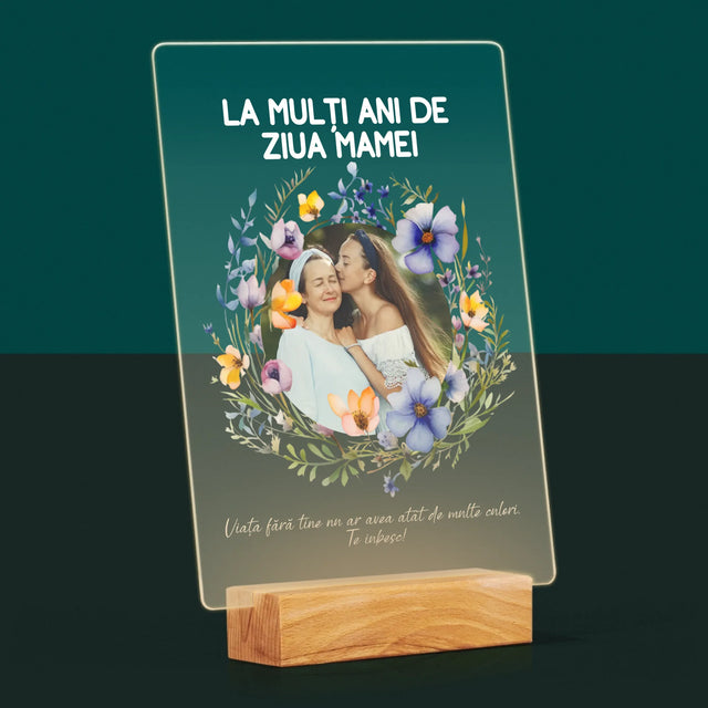 Fotografie Si Semnătură: La Mulți Ani De Ziua Mamei - Imprimare Pe Sticlă Acrilică (Verticală)